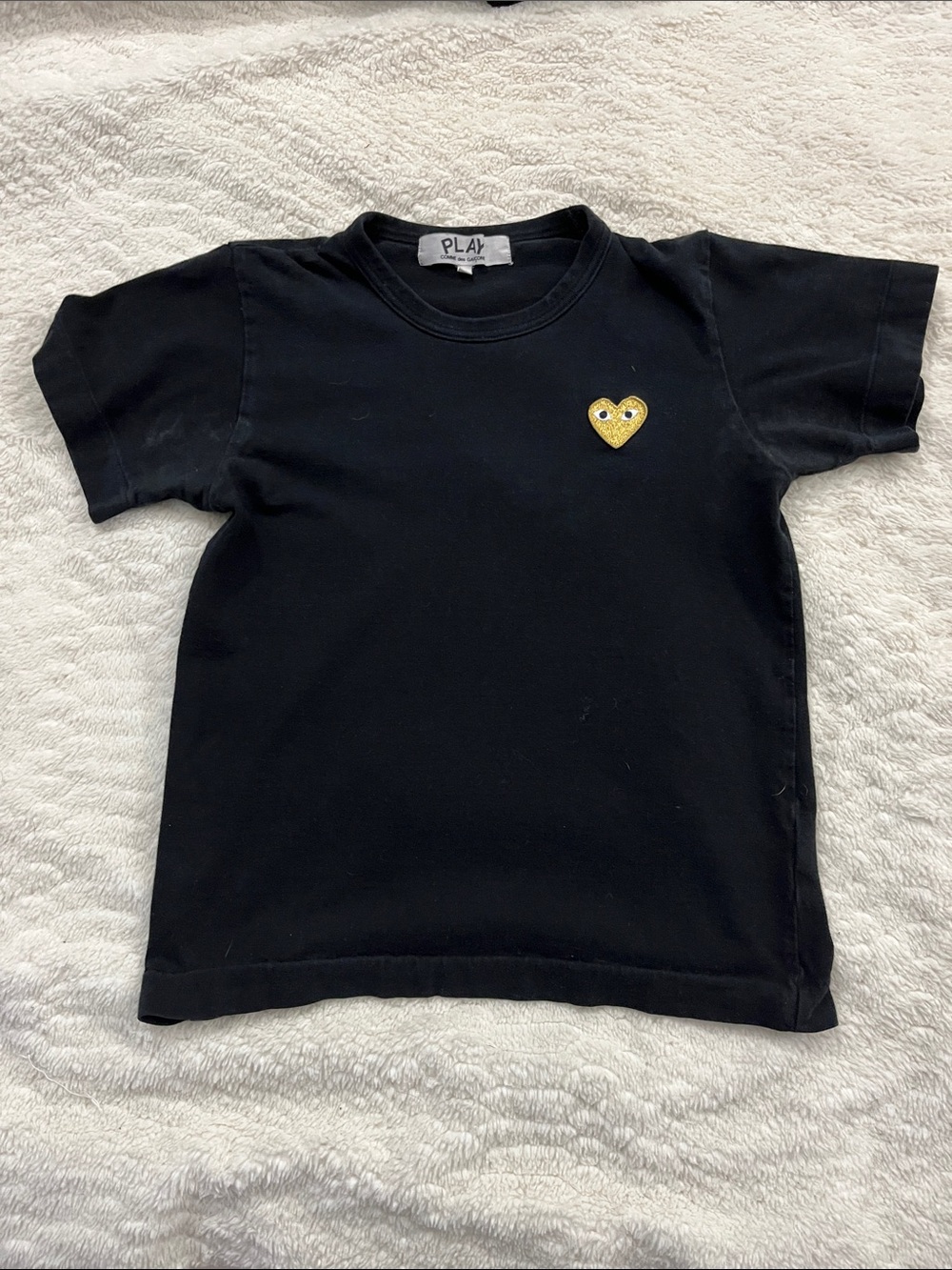 Comme des Garcons PLAY Black Tee with Yellow Heart Patch